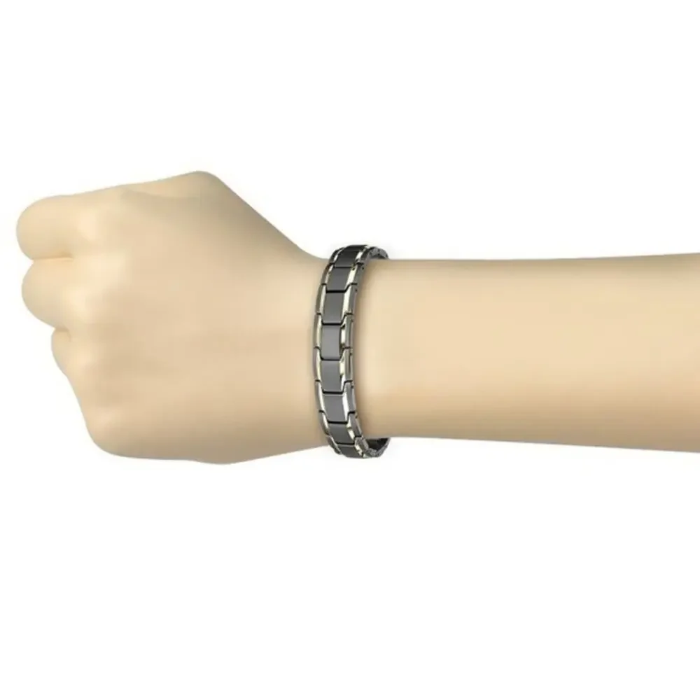 NWOT Matte Black with Gold Trimmed Links Stainless‎ Steel Bracelet